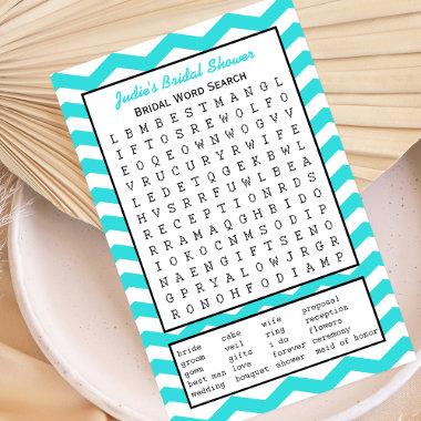 Bridal Party Shower Word Search Game in Turquoise