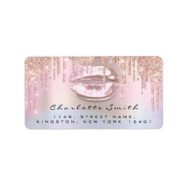 Bridal RSVP Kiss Rose Lip Holograph Glitter Makeup Label