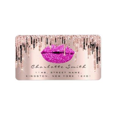 Bridal RSVP Kiss Rose Lips Pink RoseGlitter Makeup Label