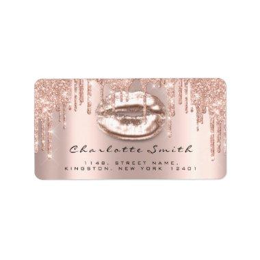 Bridal RSVP Kiss Rose Lips Sparkly Glitter Makeup Label