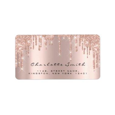 Bridal RSVP Pink Rose Blush Sparkly Glitter Makeup Label