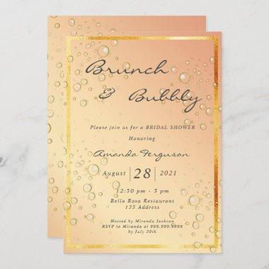 Bridal showe brunch bubbly golden bubbles Invitations