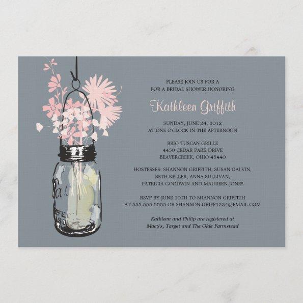 Bridal Showe Wildflowers & Mason Jar Invitations