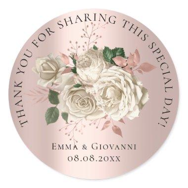 Bridal Shower 16th Thank Floral White IvoryWreath Classic Round Sticker