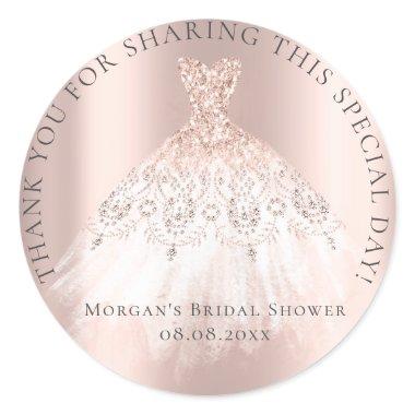 16th Thank Glitter Pink Rose Classic Round Sticker