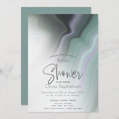 BRIDAL SHOWER | Abstract Dusty Sage and Violet Invitations