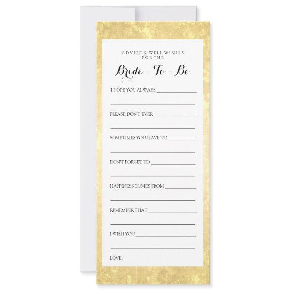 Bridal Shower Advice Card Gold Foil Stars Confetti