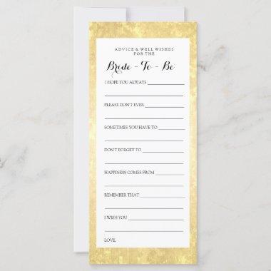 Bridal Shower Advice Card Gold Foil Stars Confetti
