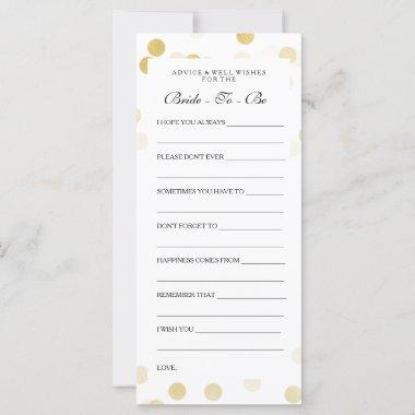 Bridal Shower Advice Cards Faux Gold Foil Glitter