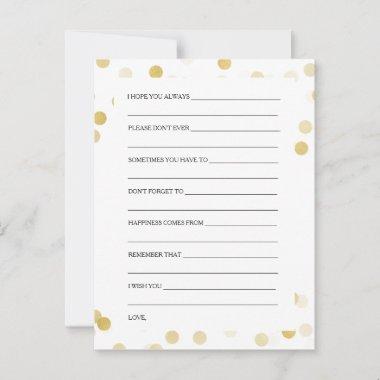 Bridal Shower Advice Cards Faux Gold Foil Glitter