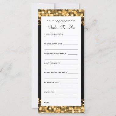 Bridal Shower Advice Cards Party Sparkles Gold