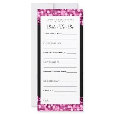 Bridal Shower Advice Cards Party Sparkles Pink