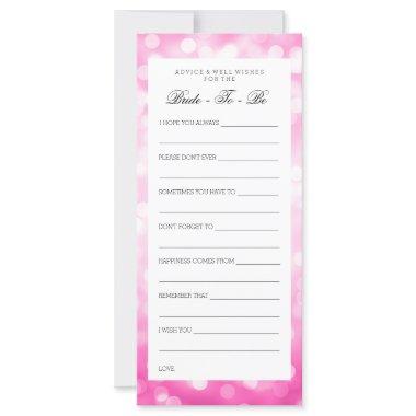 Bridal Shower Advice Cards Pink Glitter Lights
