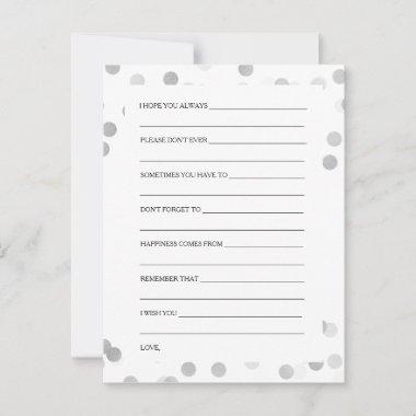 Bridal Shower Advice Cards Silver Foil Glitter