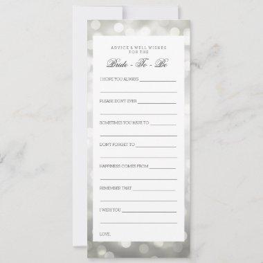 Bridal Shower Advice Cards Silver Glitter Lights