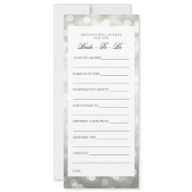 Bridal Shower Advice Cards Silver Glitter Lights