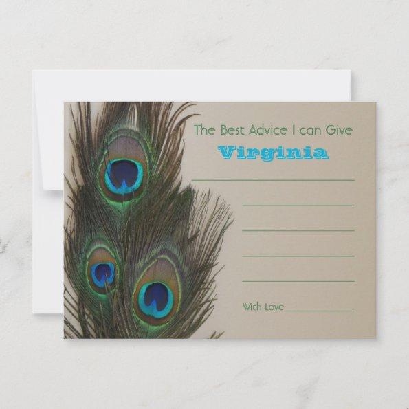 Bridal Shower Advice Post Invitations - Peacock feathers