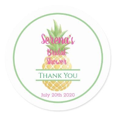 Bridal Shower Aloha Bride Pineapple Thank You Classic Round Sticker