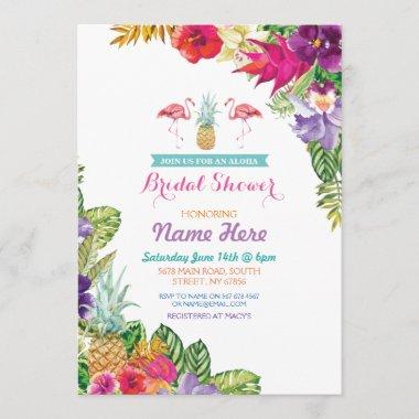 Bridal Shower Aloha Luau Flamingo Invite