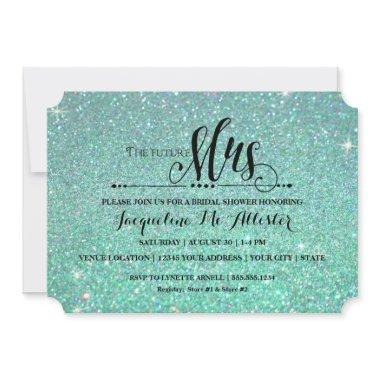 Bridal Shower Aqua Glitter Future Mrs. Modern Fab Invitations