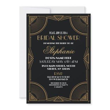 Bridal Shower Art Deco 1920's Gold Party Invite