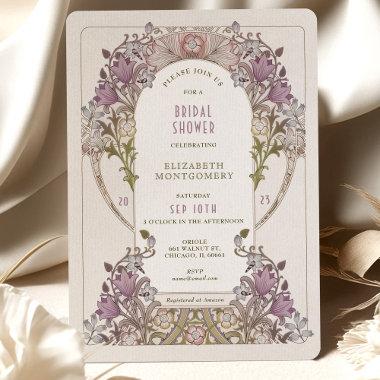 Bridal Shower Art Nouveau Morris Lavender Art Deco Invitations