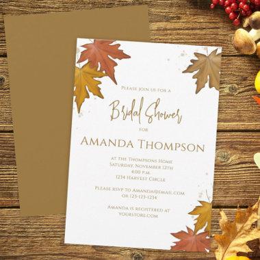Bridal Shower Autumn Foliage Fall Leaves Simple Invitations