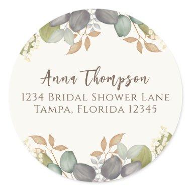 Autumn Leaves Elegant Return Address Classic Round Sticker
