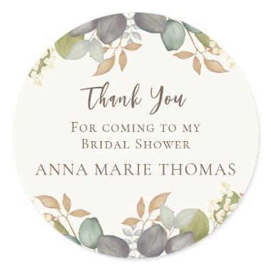 Bridal Shower Autumn Leaves Wedding Elegant Classic Round Sticker