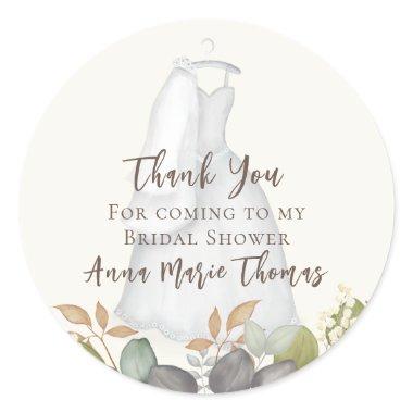 Autumn Leaves Wedding Elegant Dress Classic Round Sticker
