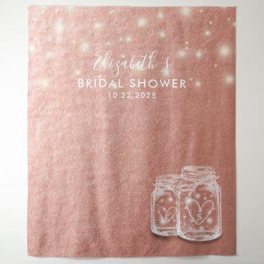Bridal Shower Backdrop Couple Mason Jars Rose Gold