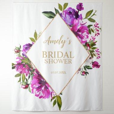 Bridal Shower Backdrop - Purple Flowers