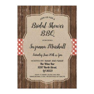 BBQ Invite Red Gingham Burlap