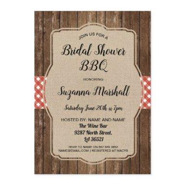 Bridal Shower BBQ Invite Red Gingham Burlap