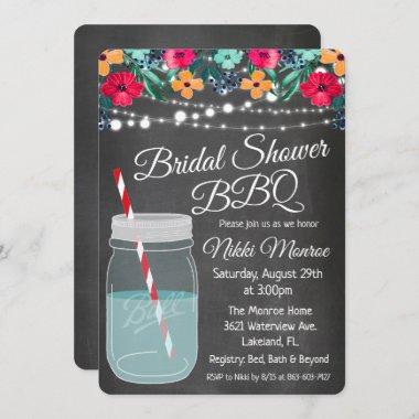Bridal Shower BBQ Mason Jar Invitations