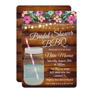 Bridal Shower BBQ Mason Jar Invitations