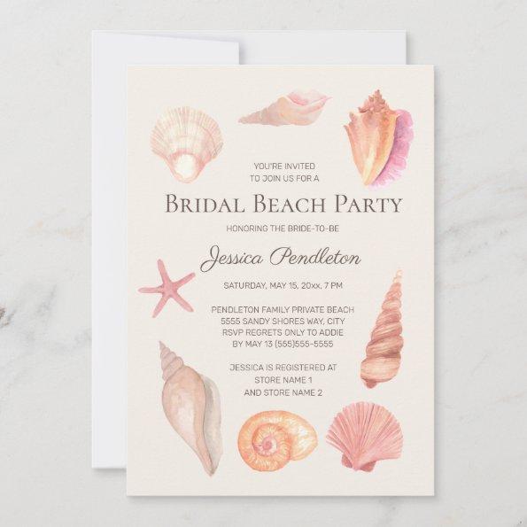 Bridal Shower Beach Party Pink Seashells Invitations