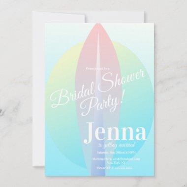 Bridal Shower Beach Surfing Sun Pink Invitations