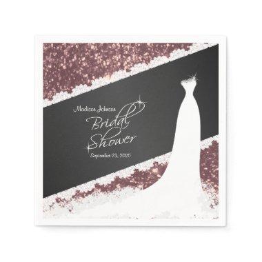 Bridal Shower Beautiful Rose Gold Glitter Paper Napkins