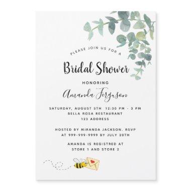 Bridal Shower bee eucalyptus white elegant