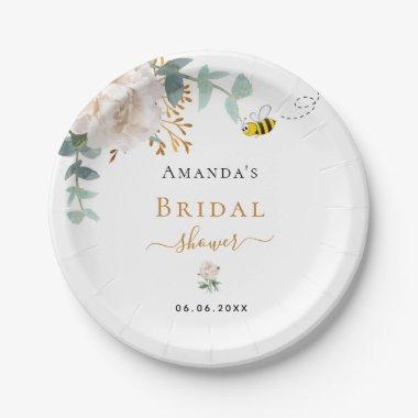 bee floral eucalyptus greenery Paper Plates
