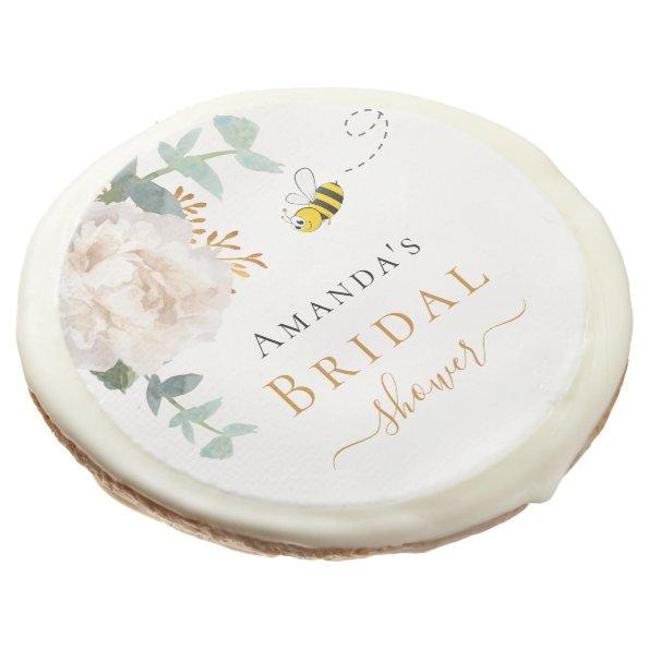 Bridal Shower bee floral eucalyptus greenery white Sugar Cookie