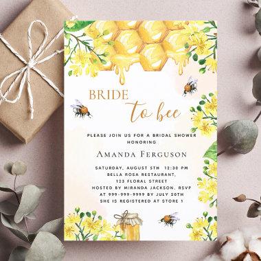 Bridal shower bee yellow florals honey Invitations