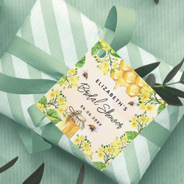 Bridal shower bees yellow flowers honey favor tags