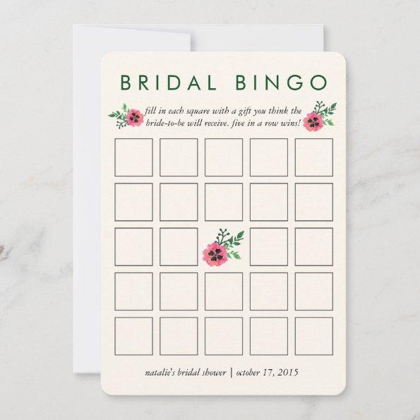 Bridal Shower Bingo Game Invitations | Pink Floral