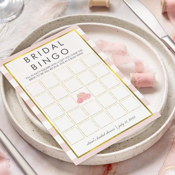 Bridal Shower Bingo Game Invitations | Pink Stripe Peony