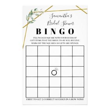 Bridal Shower Bingo Greenery Gold Game Invitations Flyer