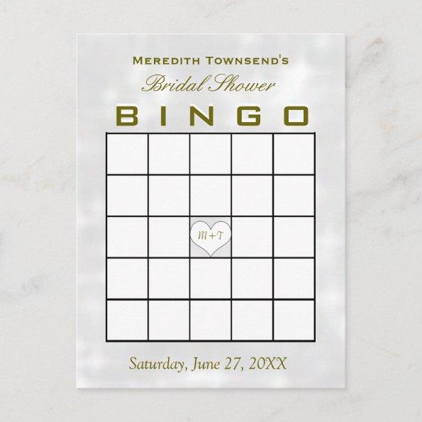 Bridal Shower Bingo Monogram Heart Invitation PostInvitations