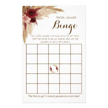 Bridal Shower Bingo Pampas Grass Game Invitations Flyer