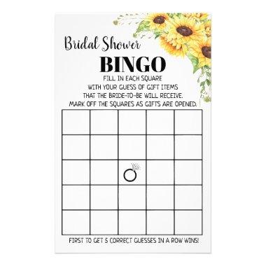 Bridal Shower Bingo Sunflowers Game Invitations Flyer